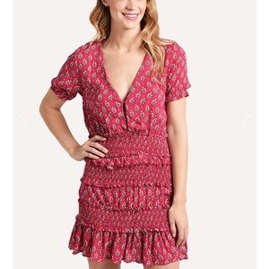 Pink Olivaeous Floral Print Dress size SMALL